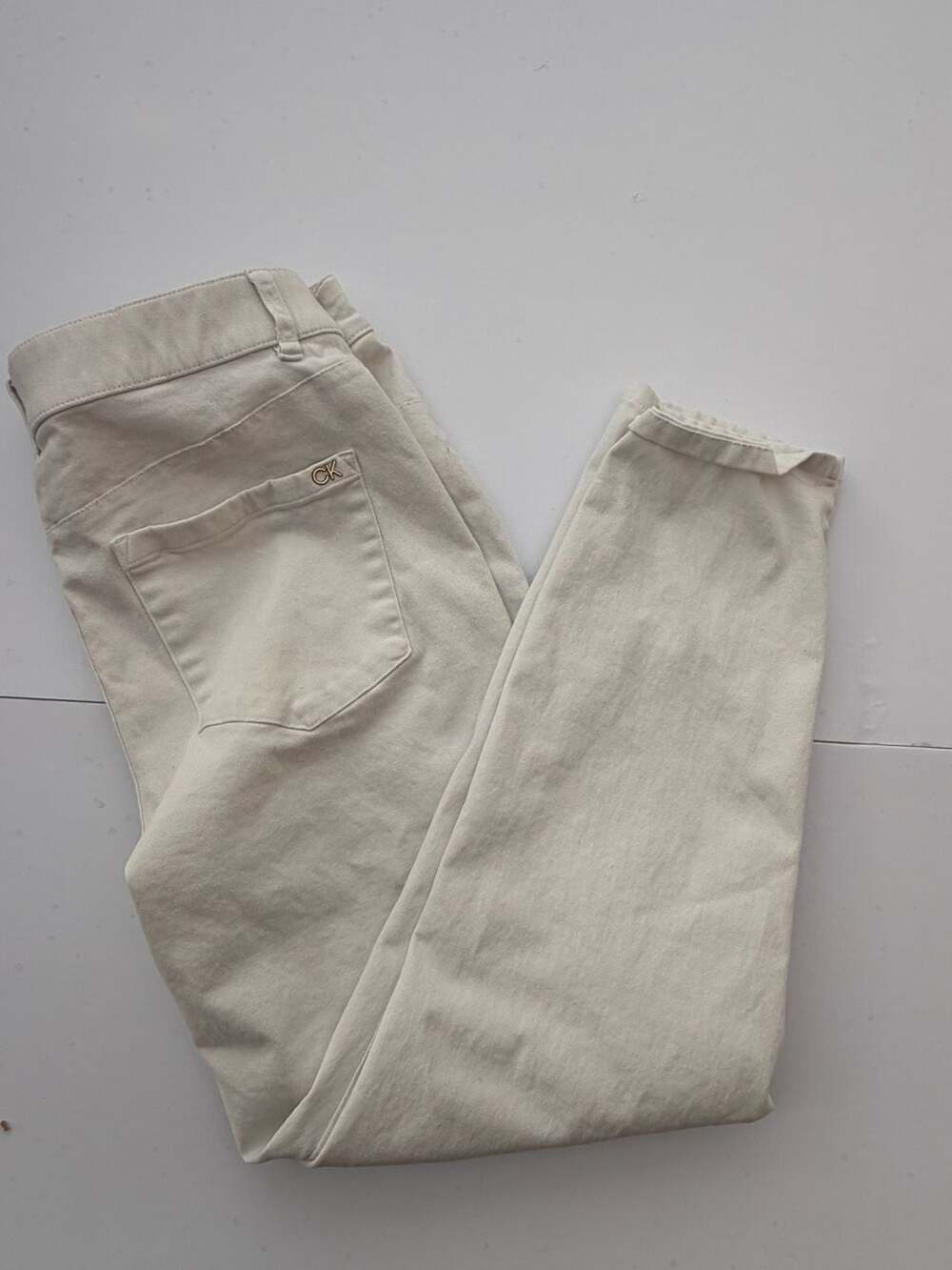 Calvin Klein Women's Off-White Tan Skinny Jeans Pants Size 10